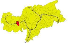 Poziția comunei în cadrul provinciei