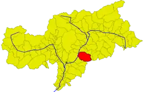 Poziția comunei în cadrul provinciei