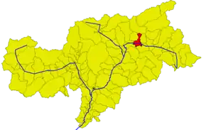 Poziția comunei în cadrul provinciei