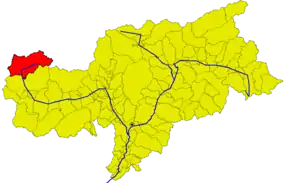 Poziția comunei în cadrul provinciei