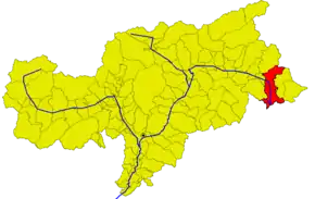 Poziția comunei în cadrul provinciei