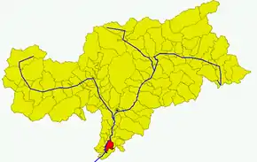 Poziția comunei în cadrul provinciei