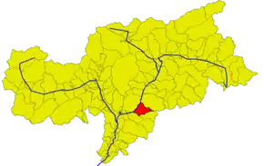 Poziția comunei în cadrul provinciei