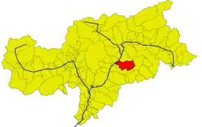 Poziția comunei în cadrul provinciei