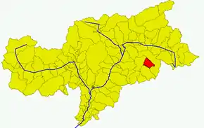 Poziția comunei în cadrul provinciei