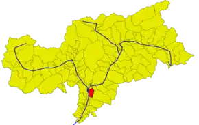 Poziția comunei în cadrul provinciei