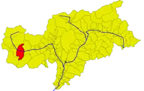 Poziția comunei în cadrul provinciei