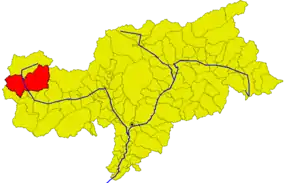 Poziția comunei în cadrul provinciei