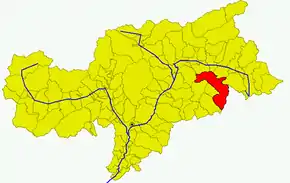 Poziția comunei în cadrul provinciei