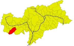 Poziția comunei în cadrul provinciei