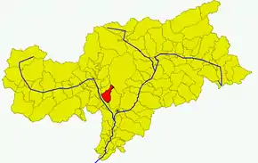 Poziția comunei în cadrul provinciei