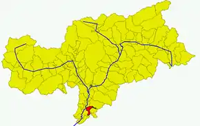 Poziția comunei în cadrul provinciei