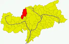 Poziția comunei în cadrul provinciei