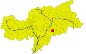 Poziția comunei în cadrul provinciei