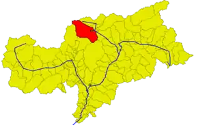 Poziția comunei în cadrul provinciei