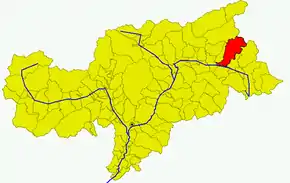 Poziția comunei în cadrul provinciei