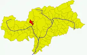 Poziția comunei în cadrul provinciei