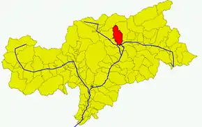 Poziția comunei în cadrul provinciei