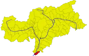 Poziția comunei în cadrul provinciei