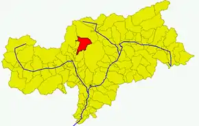 Poziția comunei în cadrul provinciei