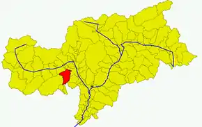 Poziția comunei în cadrul provinciei