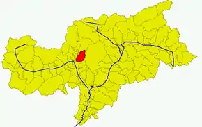 Poziția comunei în cadrul provinciei