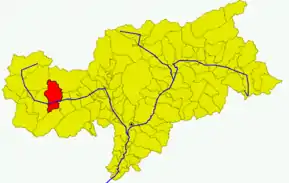 Poziția comunei în cadrul provinciei