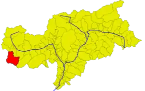 Poziția comunei în cadrul provinciei