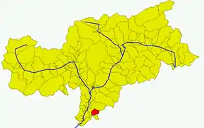 Poziția comunei în cadrul provinciei