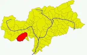 Poziția comunei în cadrul provinciei