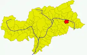 Poziția comunei în cadrul provinciei