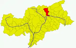 Poziția comunei în cadrul provinciei