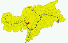 Poziția comunei în cadrul provinciei