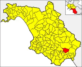 Poziția comunei în cadrul provinciei