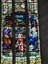 Vitraliu: Isus în atelierul de tâmplărie al lui Iosif