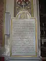 Placă funerară a episcopului Iosif Salandari (1822-1873), care a fost înmormântat în Catedrala din Iași.