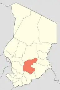 Harta provinciei Guéra&nbsp; în cadrul statului Ciad