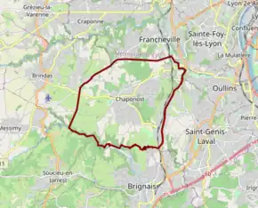 Poziția localității Chaponost