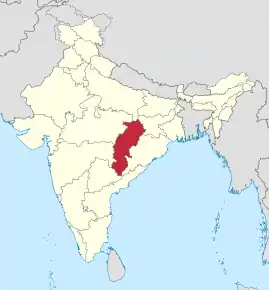 Poziția localității Chhattisgarh