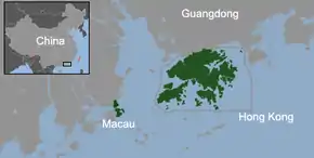 Macao și Hong Kong în Pearl River Deltaîn China Centrală de Sud