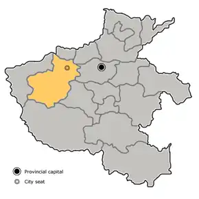 Местоположение в провинции Хэнань