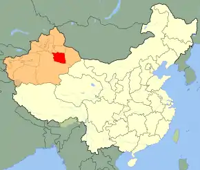 Poziția localității Turpan