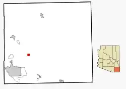 Location in Cochise County and the state of Arizona