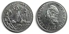 Piesă de 50 F CFP, 2005 (Polinezia Franceză).