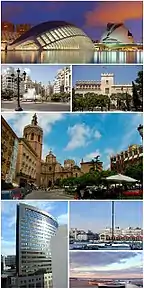 Ciutat de les Arts i de les Ciències, Plaça de l'Ajuntament,  Llotja de la Seda, Plaça de la Reina i la Seu de València, Torre Iberdrola, Port de València, Platja del Cabanyal