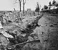 Soldaţi confederaţi morţi în spatele zidului de piatră de la Marye's Heights, Fredericksburg, Virginia, căzuţi în timpul bătăliei de la Chancellorsville, mai 1863. Fotografie de A.J. Russell.