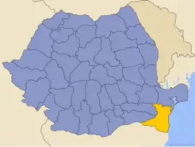 Harta României cu județul Constanța indicat