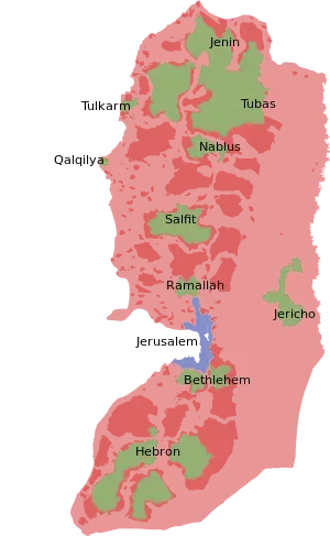 Map of the West Bank