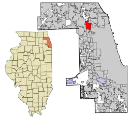 Localizare în Cook County and the state of Illinois.