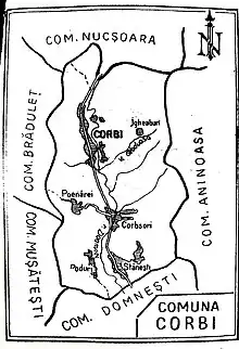Comuna Corbi - hartă